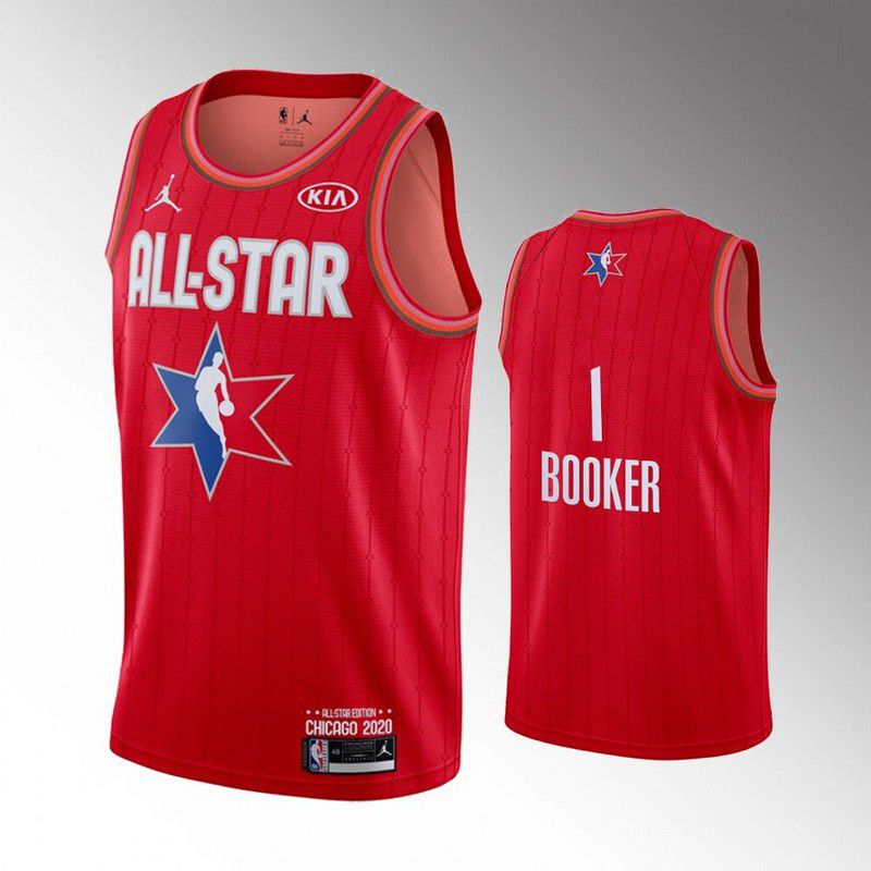 Men Phoenix Suns #1 Booker Red 2020 All Star NBA Jerseys